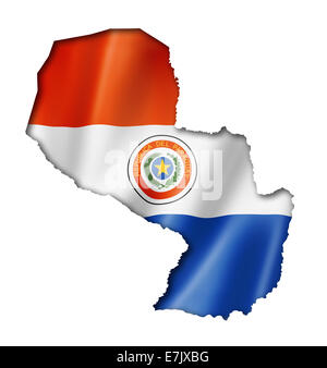 Il Paraguay bandiera mappa tridimensionale, rendering isolato su bianco Foto Stock