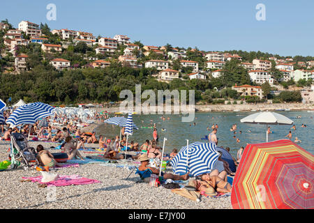 Spiaggia, Rabac, Istria, Croazia Foto Stock