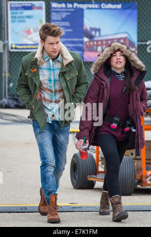 Corda cavalcavia e Amber Riley sul set di "Glee' in Brooklyn Con: Chrod cavalcavia dove: la città di New York, New York, Stati Uniti quando: 17 Mar 2014 Foto Stock