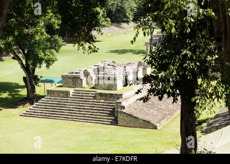 La Grande Plaza, Copan Ruinas parco archeologico, Copan, Honduras Foto Stock