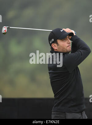 Newport, Galles. Xx Settembre, 2014. Gli ISP Handa Wales Open Golf. Il giorno 3. Francesco Molinari del credito Italia: Azione Plus sport/Alamy Live News Foto Stock