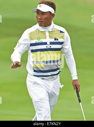 Newport, Galles. Xx Settembre, 2014. Gli ISP Handa Wales Open Golf. Il giorno 3. Thongchai Jaidee della Thailandia Credito: Azione Sport Plus/Alamy Live News Foto Stock