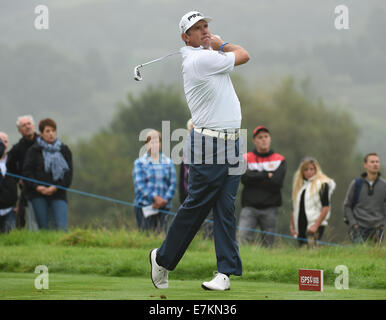 Newport, Galles. Xx Settembre, 2014. Gli ISP Handa Wales Open Golf. Il giorno 3. Lee Westwood unità credito: Azione Sport Plus/Alamy Live News Foto Stock