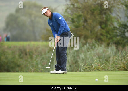 Newport, Galles. Xx Settembre, 2014. Gli ISP Handa Wales Open Golf. Il giorno 3. Joost Luiten di Holland Credit: Azione Plus sport/Alamy Live News Foto Stock