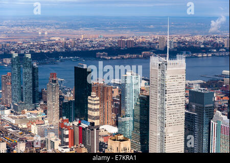Noi, New York City. Vista dall'Empire State Building observation deck. Foto Stock