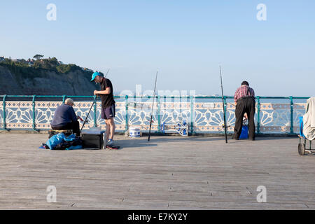 Penarth Pier in un pomeriggio soleggiato con i pescatori Foto Stock