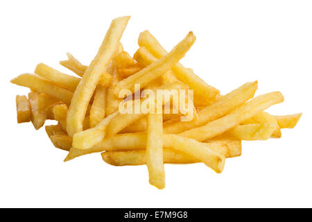 Patate fritte isolato su uno sfondo bianco Foto Stock