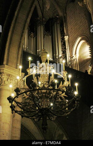 All'interno della cattedrale di Notre Dame de Paris, Paris, Francia. Foto Stock