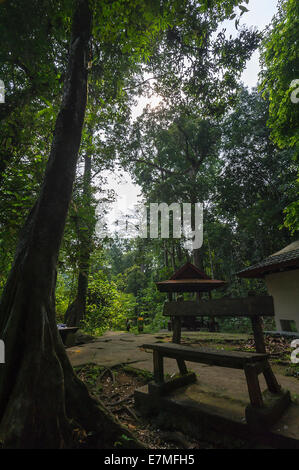 Banco per il parco ricreativo per la riunione di famiglia a Serian distretto, a 40 minuti di distanza in auto dalla città di Kuching Foto Stock