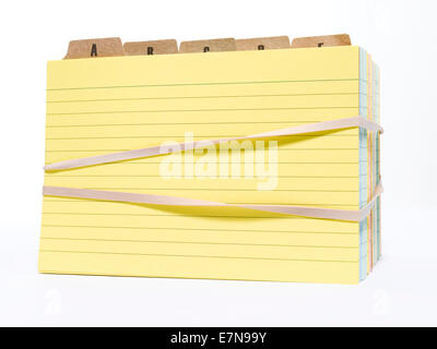 Index Card con bande di gomma Foto Stock