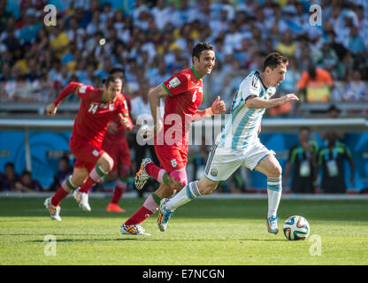 Lionel Messi. Argentina v l'Iran. Coppa del Mondo FIFA 2014 in Brasile. Lo stadio Mineirao, Belo Horizonte. Il 21 giugno 2014. Foto Stock