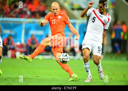 Holland v Costa Rica della Coppa del Mondo FIFA Brasile 2014. Fonte Nova, Salvador. 05 luglio 2014 Arjen Robben di Olanda. Foto Stock