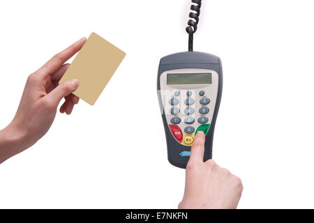Carte di credito e POS macchina Foto Stock