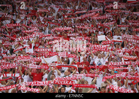 Lodz, Polonia. Xviii Sep, 2014. La Polonia ventole (POL) Pallavolo : FIVB Pallavolo uomini del Campionato del Mondo Il Terzo Round Pool H match tra Polonia 3-2 Russia presso Atlas Arena di Lodz, Polonia . © Takahisa Hirano/AFLO/Alamy Live News Foto Stock