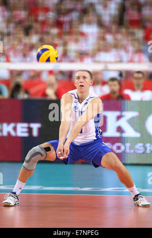 Lodz, Polonia. Xviii Sep, 2014. Alexey Spiridonov (RUS) Pallavolo : FIVB Pallavolo uomini del Campionato del Mondo Il Terzo Round Pool H match tra Polonia 3-2 Russia presso Atlas Arena di Lodz, Polonia . © Takahisa Hirano/AFLO/Alamy Live News Foto Stock