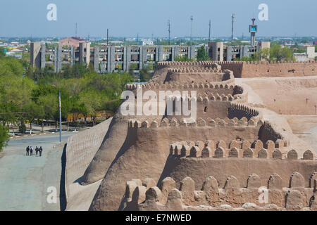 Eredità di Mondo, Khiva, Khorezm, Regione, Uzbekistan, Asia Centrale, Asia, architettura, bastione, città, la storia, la via della seta, turistico Foto Stock