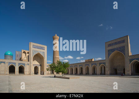 Bukhara, Kalon, Uzbekistan, Asia Centrale, Asia, architettura, città, colorato, storia, minareto, Islam, la religione, la moschea, seta r Foto Stock