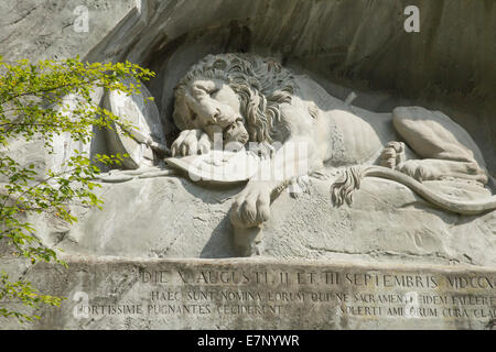 Monumento, Lion, il monumento del leone, LU, Lucerna, Svizzera, Europa, ghiacciaio garden Foto Stock