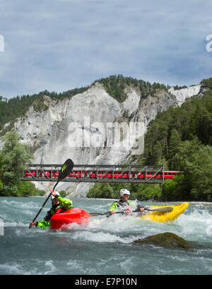 Reno gulch, sport acquatici, RHB, Versam, GR, fiume, flusso, corpo di acqua, acqua, gulch, Canton, GR, Grigioni, Grigioni, Reno, VOR Foto Stock