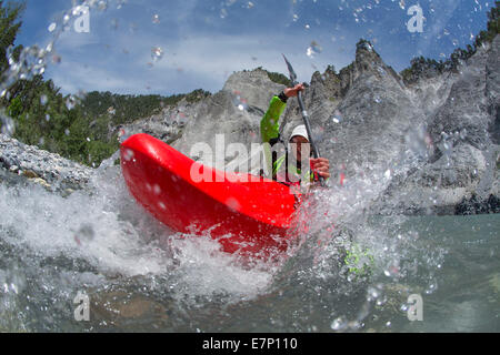 Reno gulch, sport acquatici, Versam, GR, fiume, flusso, corpo di acqua, acqua, gulch, Canton, GR, Grigioni, Grigioni, Reno, Vorderrh Foto Stock