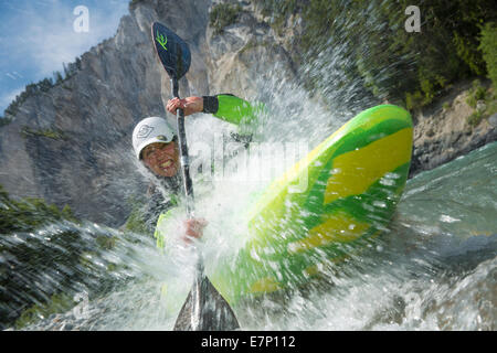 Reno gulch, sport acquatici, Versam, GR, fiume, flusso, corpo di acqua, acqua, gulch, Canton, GR, Grigioni, Grigioni, Reno, Vorderrh Foto Stock