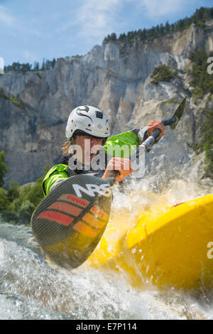 Reno gulch, sport acquatici, Versam, GR, fiume, flusso, corpo di acqua, acqua, gulch, Canton, GR, Grigioni, Grigioni, Reno, Vorderrh Foto Stock