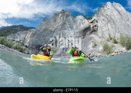 Reno gulch, sport acquatici, Versam, GR, fiume, flusso, corpo di acqua, acqua, gulch, Canton, GR, Grigioni, Grigioni, Reno, Vorderrh Foto Stock