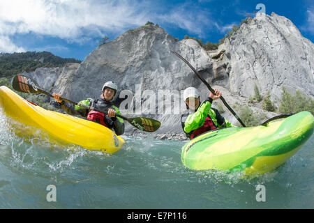 Reno gulch, sport acquatici, Versam, GR, fiume, flusso, corpo di acqua, acqua, gulch, Canton, GR, Grigioni, Grigioni, Reno, Vorderrh Foto Stock