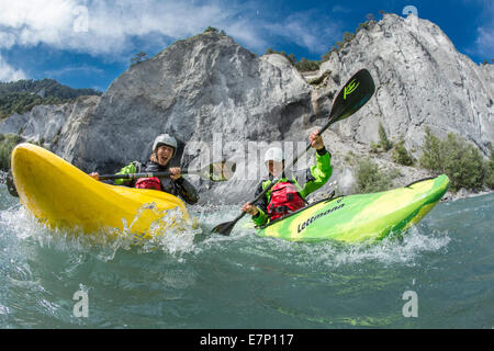 Reno gulch, sport acquatici, Versam, GR, fiume, flusso, corpo di acqua, acqua, gulch, Canton, GR, Grigioni, Grigioni, Reno, Vorderrh Foto Stock