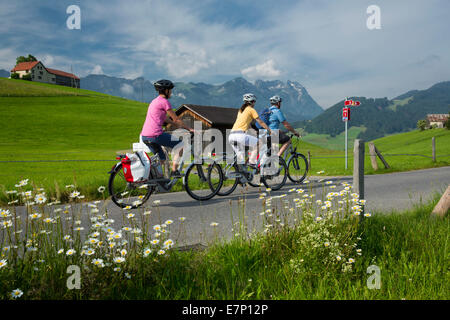 Cuore percorso, biker, cuore percorso, bicicletta, biciclette, moto, in sella ad una bicicletta, cantone di Appenzell, Innerroden, flyer, eBike, electri Foto Stock