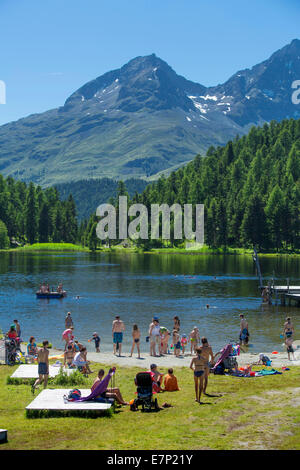 Engadina Engadina, Baden, Statzersee, lago, Saint Moritz, San Moritz, lago di montagna, Canton, GR, Grigioni, Grigioni, Enga superiore Foto Stock