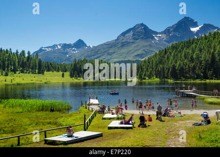 Engadina Engadina, Baden, Statzersee, lago, Saint Moritz, San Moritz, lago di montagna, Canton, GR, Grigioni, Grigioni, Enga superiore Foto Stock