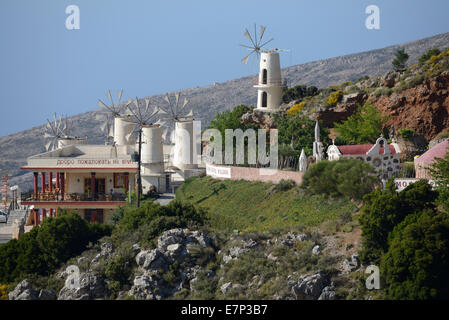 In Europa, in Grecia, greco, Creta, mediterraneo, isola, pass road, Homo Sapiens Museum, Lassithi, altopiano, mulino a vento, turismo, attra Foto Stock