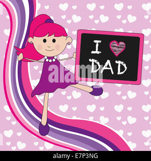 Illustrazione per padre giorno con felice ragazza Foto Stock