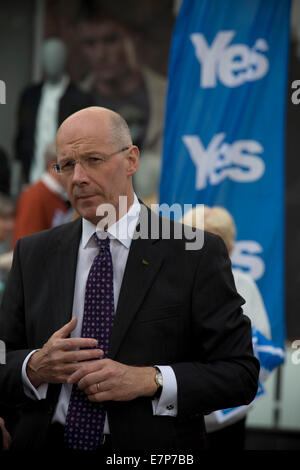 La Scozia è il ministro delle Finanze John Swinney MSP è raffigurato durante un evento in Perth. Foto Stock