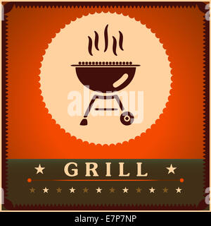 Grill retrò scheda del menu Modello di disegno poster Foto Stock