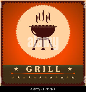 Grill retrò scheda del menu Modello di disegno poster Foto Stock