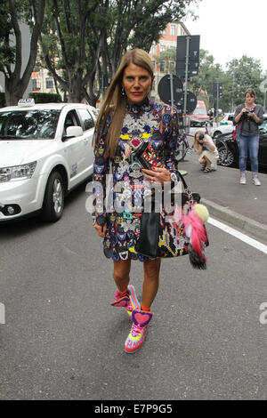 Anna Dello Russo che arrivano all'Emporio Armani Primavera/Estate 2015 Runway show di Milano, Italia - 18 Sett 2014 - Foto: Pista Manhattan/Paolo Diletto/picture alliance Foto Stock