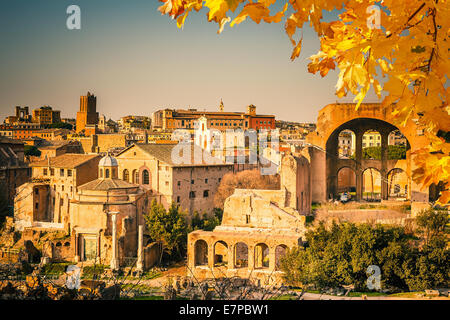 Rovine di Forum di Roma Foto Stock