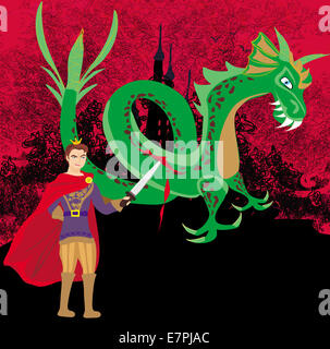 Il principe lotta contro il drago Foto Stock