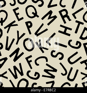 Disegnato a mano le lettere nere seamless pattern. Foto Stock