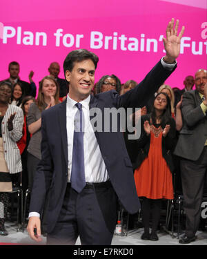 ED MILIBAND MP leader del partito laburista 23 settembre 2014 Manchester Central Manchester Inghilterra England Foto Stock