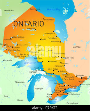 Ontario Mappa della Provincia Foto Stock