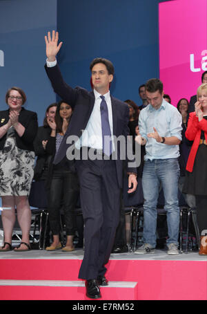 ED MILIBAND MP leader del partito laburista 23 settembre 2014 Manchester Central Manchester Inghilterra England Foto Stock