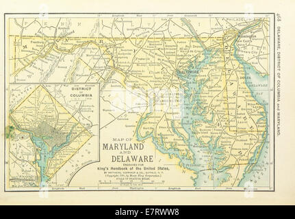 Una mappa della collezione US-MAPS del 1891, pagina 470, raffigurante il Maryland, il Delaware e il Distretto di Columbia. La mappa fornisce informazioni dettagliate su queste tre regioni negli Stati Uniti durante la fine del XIX secolo. Foto Stock