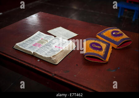 La ricostruzione del XIX secolo Orange Lodge meeting hall presso il villaggio di carestia, Isola di Doagh, County Donegal, Irlanda Foto Stock