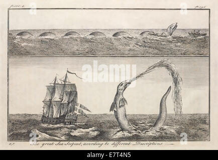 Erich Pontopoidan (1698-1764) il disegno del grande serpente marino. Vedere la descrizione per maggiori informazioni. Foto Stock