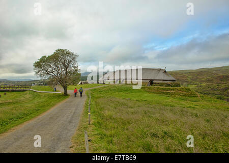 Tradizionale Viking longhouse nelle Isole Lofoten in Norvegia Foto Stock