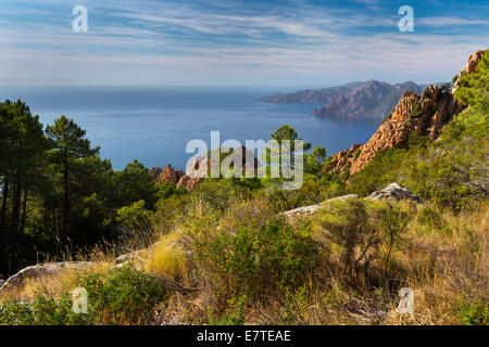 Il golfo di Porto, Calanche, Les Calanches de Piana, Corse-du-Sud, Corsica, Francia Foto Stock