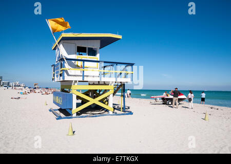 Miami beach bagnino in legno torre in stile Art deco, Florida, Stati Uniti d'America Foto Stock